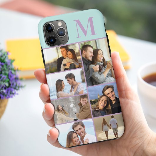 Persoonlijke 7 Foto Collage Mint Lilac Case-Mate iPhone Case