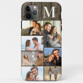 Persoonlijke 7 Foto Collage op Donker Hout Case-Mate iPhone Case (Achterkant)