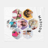 Persoonlijke 7 Foto Hexagoon Collage Naam Fleece Deken (Voorkant (Horizontaal))