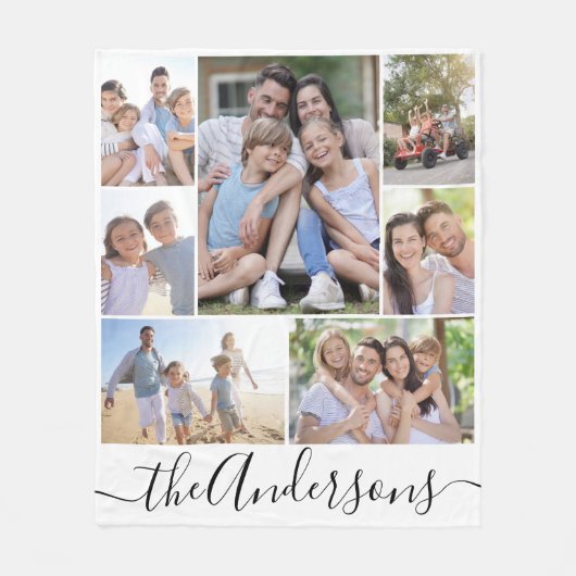 Persoonlijke 7 fotocollage-serie fleece deken (Voorkant)