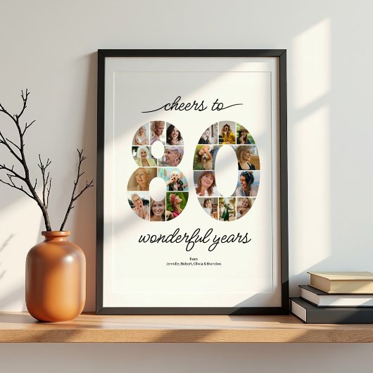 Persoonlijke 80 Foto Collage Viering Poster