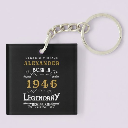 Persoonlijke 80e verjaardag Legende 1946 Vintage Sleutelhanger
