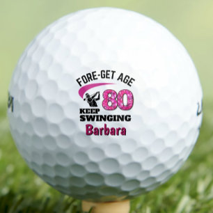 Persoonlijke 80e verjaardag – Roze Fore-get Age 80 Golfballen