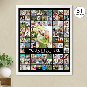 Persoonlijke 81 foto collage op maat gemaakte kleu poster