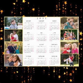 Persoonlijke 8 familiefoto collage 2025 kalender poster