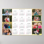 Persoonlijke 8 familiefoto collage 2025 kalender poster (Voorkant)