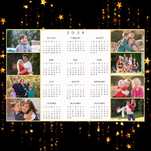 Persoonlijke 8 familiefoto collage 2026 kalender poster