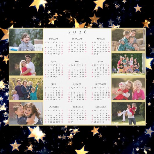 Persoonlijke 8 foto-collage 2026 gezenderkalender