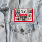 Persoonlijke 8 foto collage familienaam rood button (Insitu)