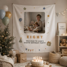 Persoonlijke 8e verjaardagstapijt met foto