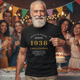 Persoonlijke 90e verjaardag 1936 Naam Zwart Goud T-shirt