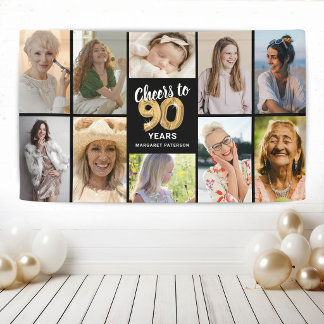 Persoonlijke 90e verjaardag foto collage banner