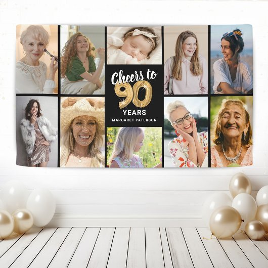 Persoonlijke 90e verjaardag foto collage banner