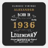 Persoonlijke 90e verjaardag Voeg naam toe 1936 Leg Vierkante Sticker (Voorkant)