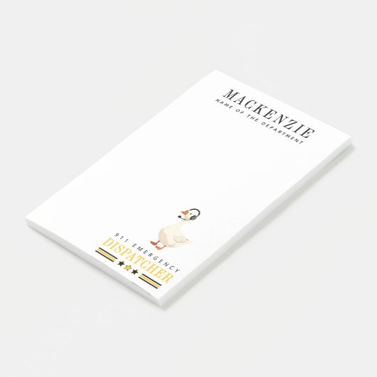 Persoonlijke 911-dispatch-eend met headset post-it® notes (Schuin)