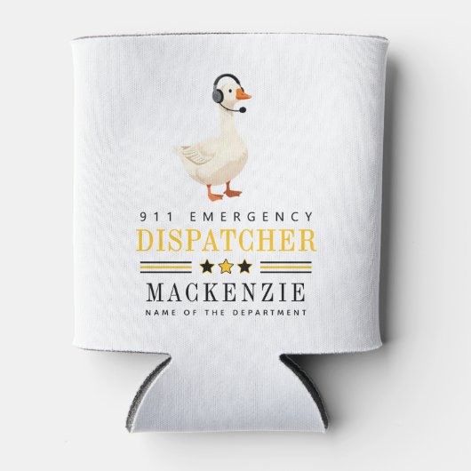 Persoonlijke 911-dispatch Goose Met Headset Blikjeskoeler (Voorkant)