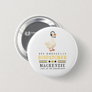 Persoonlijke 911-dispatchgans met hoofdtelefoon ronde button 5,7 cm