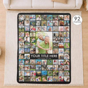 Persoonlijke 92 foto collage op maat kleur sherpa deken