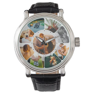 Persoonlijke 9 afgeronde foto's polshort Watch Horloge