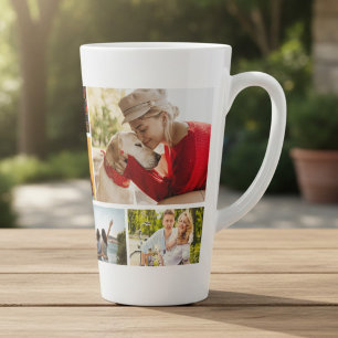 Persoonlijke 9 foto collage moderne naam latte mok