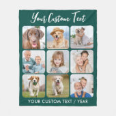 Persoonlijke 9 Foto Collage Trendy Emerald Green Fleece Deken (Voorkant)