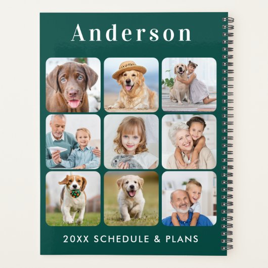 Persoonlijke 9 Foto Collage Trendy Emerald Green Planner (Achterkant)