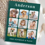 Persoonlijke 9 Foto Collage Trendy Emerald Green Planner<br><div class="desc">Aangepaste fotocollage agenda planner. Onze leuke fotoplanner heeft 9 foto's om te personaliseren en te benoemen. Design is op de voor- en achterkant. Pas aan met familiefoto's, favoriete kinder afbeeldingen, dierenfoto's en al je hondenfoto's! COPYRIGHT © 2020 Judy Burrows, Black Dog Art - Alle rechten voorbehouden. Gepersonaliseerde 9 Fotocollage Trendy...</div>