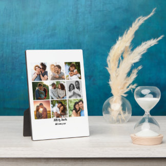 Persoonlijke 9-foto-collagesjabloon voor koppels fotoplaat