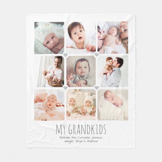 Persoonlijke 9-foto grootouderdeken fleece deken (Voorkant)