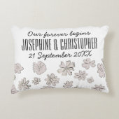 Persoonlijke aandenken namen datum typografie bloe accent kussen (Voorkant)