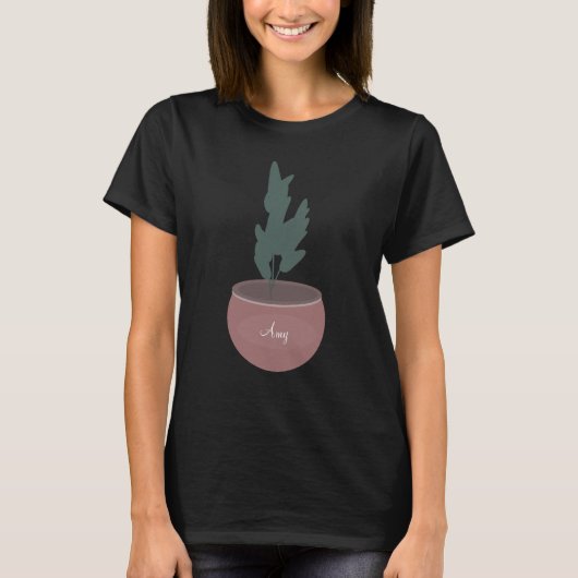 Persoonlijke aanduiding Cute Potted Plant T-shirt (Voorkant)
