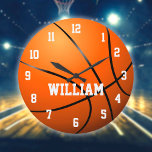 Persoonlijke aangepaste Basketball Large Clock Grote Klok<br><div class="desc">Persoonlijke naam basketbalklok. Ontworpen door: Thisnotme©</div>
