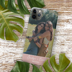 Persoonlijke aangepaste beste vrienden foto Blush iPhone 15 Mini Hoesje