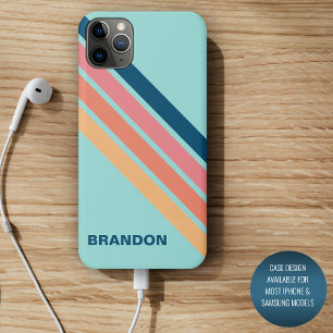 Persoonlijke aangepaste blauwe oranje gele streep Case-Mate iPhone case