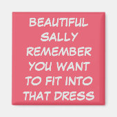 PERSOONLIJKE AANGEPASTE BRUILOFT JURK FIT DIEET MA MAGNEET (Voorkant)