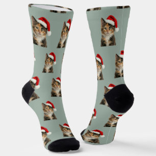 Persoonlijke Aangepaste Calico Kitty Kat Kerst  Sokken