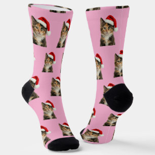 Persoonlijke Aangepaste Calico Kitty Kat Kerstmis Sokken