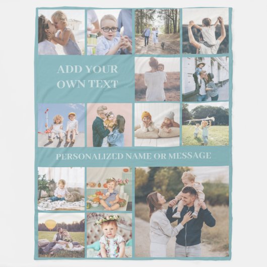 Persoonlijke aangepaste collage met 15 foto's fleece deken (Voorkant)