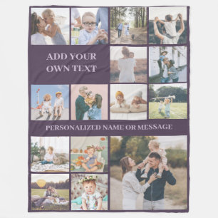 Persoonlijke aangepaste collage met 15 foto's fleece deken