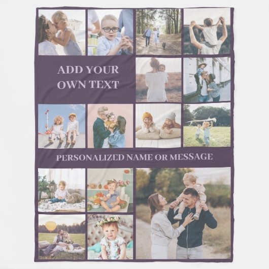Persoonlijke aangepaste collage met 15 foto's fleece deken (Voorkant)