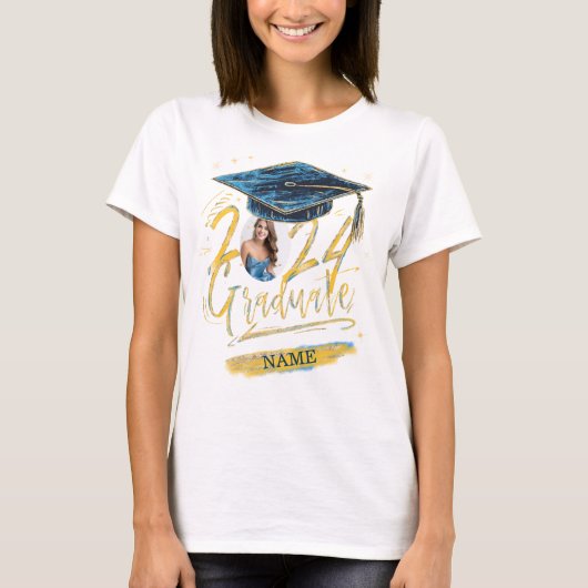 Persoonlijke Aangepaste Foto Afstuderen T-shirt (Voorkant)