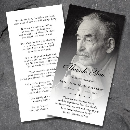 Persoonlijke aangepaste foto condoleance dank je w bedankkaart