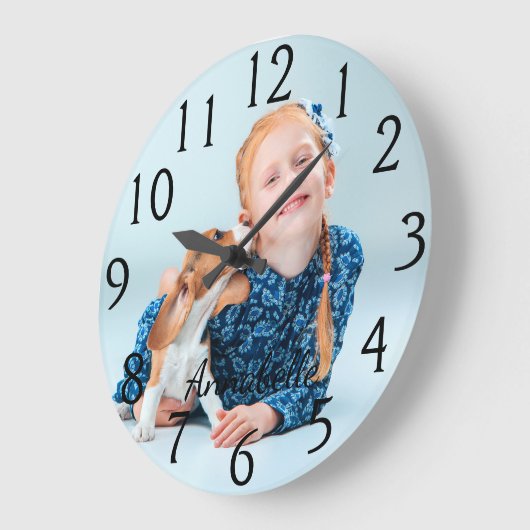 Persoonlijke aangepaste foto & naam grote klok (Hoek)