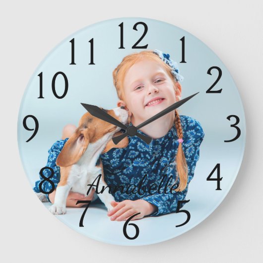 Persoonlijke aangepaste foto & naam grote klok (Voorkant)