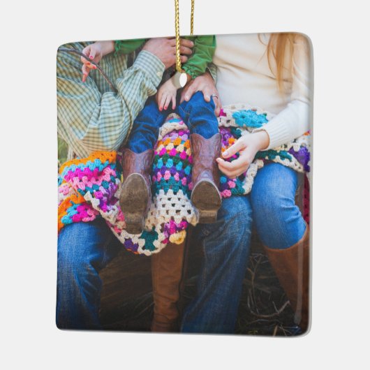 Persoonlijke aangepaste fotofeestdag kerstmis keramisch ornament (Links)