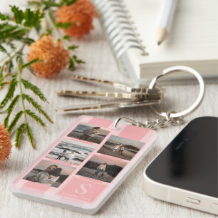 Persoonlijke aangepaste foto's stoffige roze blos  sleutelhanger