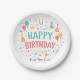 Persoonlijke Aangepaste Gelukkige Verjaardag Feest Papieren Bordje