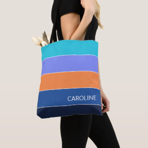 Persoonlijke Aangepaste Gestreepte Boodschappentas Tote Bag