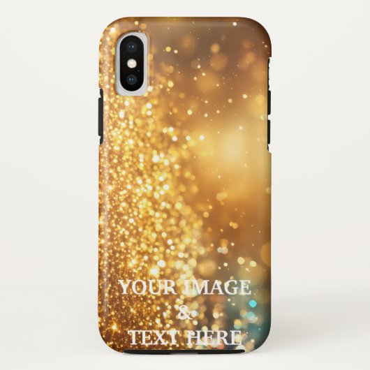 Persoonlijke Aangepaste Gouden Glitters Uw Eigen F Case-Mate iPhone Case (Achterkant)