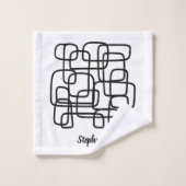 Persoonlijke aangepaste naam Abstracte lijnkunst Bad Handdoek (Wasdoekje)